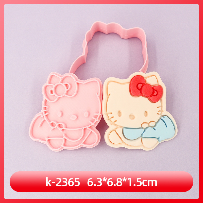 Hello Kitty系列饼干模具爱心3D卡通饼干模具DIY黏土动漫印花饼干|undefined