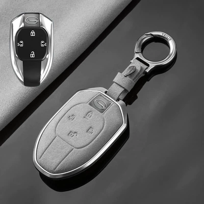 Car key bag | New m6pro Case Buckle - chuanqi-c-four-key-tarnish-aluminum-alloy-light-gray-suede-upgrade-ring-buckle