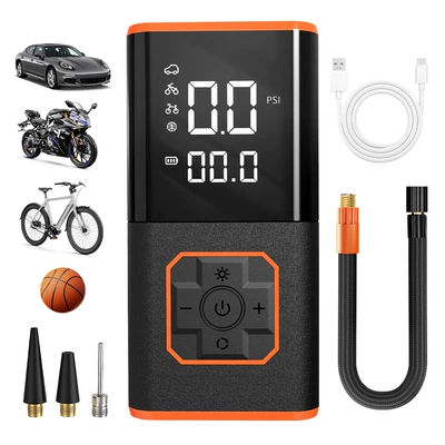 Cross-border portable car air pump with intelligent digital display, air pump for bicycle tires, basketball, electric inflator (Hava nasosu) - cross-border-packagingcharging-digital-display-model-all-in-one-charger-can-fill-4-car-tires