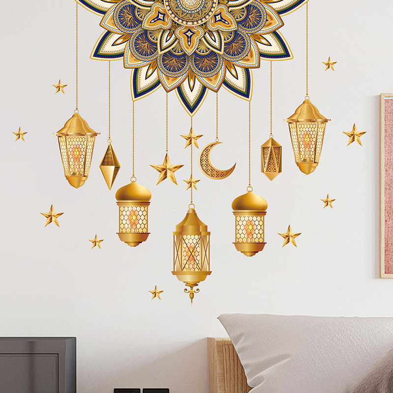 Enze New Products Middle East Festival Decoration Supplies Lantern Stars Bedside Living Room Hanging Wall Stickers Wallpaper Stickers