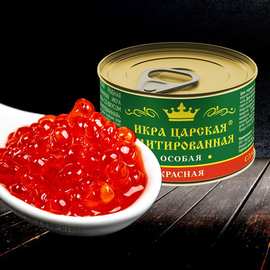 俄罗斯进口合成鱼籽酱大马哈鱼子酱调味酱铁盒罐头料理寿司120克