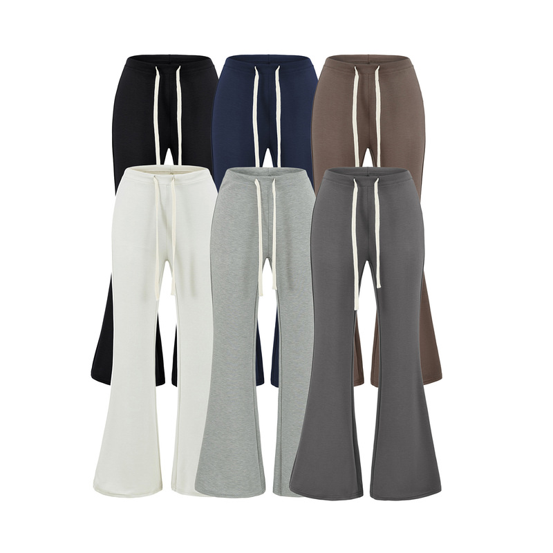 Trendy mid-waist drawstring flared pants for women, 2026 new versatile stretchy slim-fit hip-hugging solid color casual pants Trendy mid-waist drawstring flared pants for women, 2026 new versatile stretchy slim-fit hip-hugging solid color casual pants