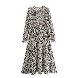 2025外贸跨境欧美女装新款圆领斑点长袖打揽连衣裙 4927