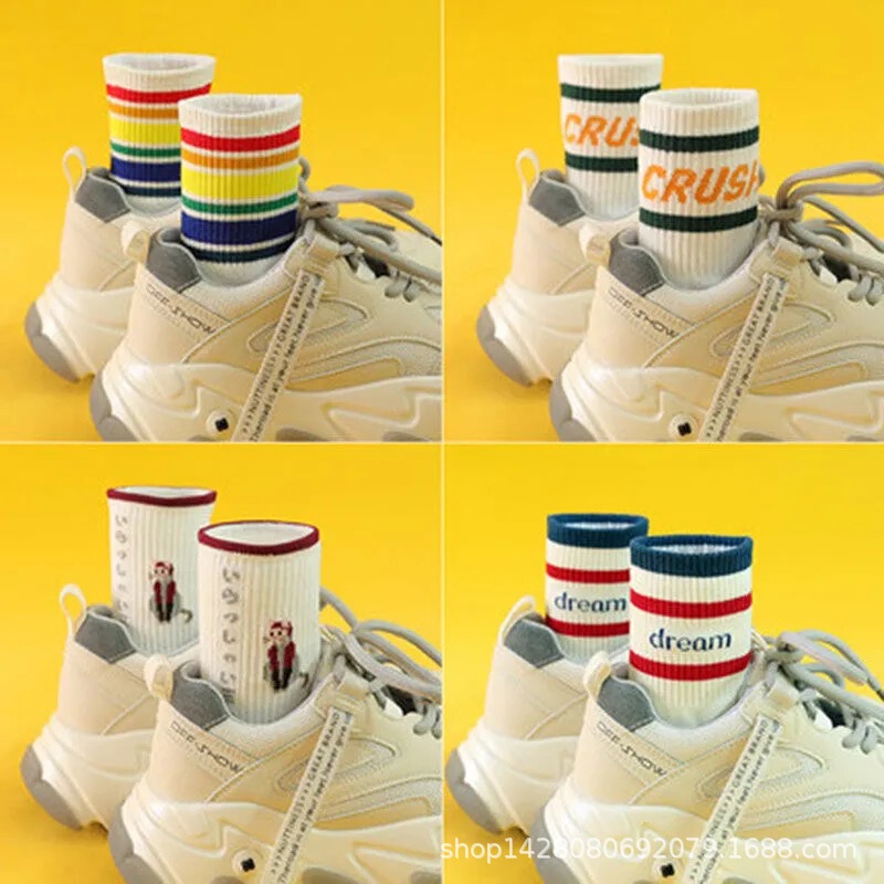 Cross-Border Letter Cotton Socks Rainbow Mid-Calf Socks Spring and Summer Basketball Short Socks Wholesale White Long Socks Women's Socks Deodorant Cross-Border Letter Cotton Socks Rainbow Mid-Calf Socks Spring and Summer Basketball Short Socks Wholesale White Long Socks Women's Socks Deodorant