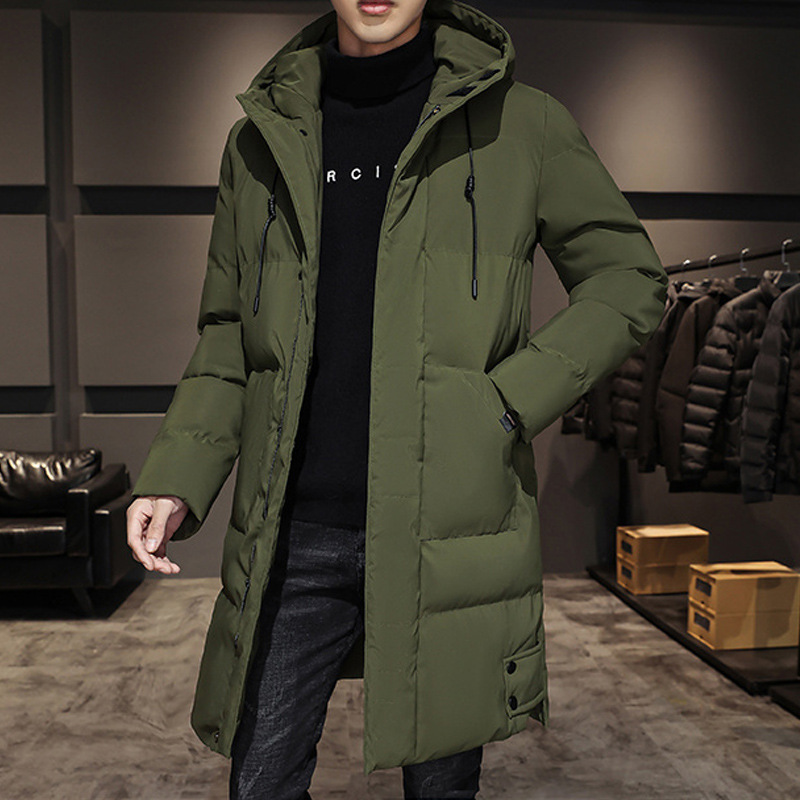 Trajes de algodón transfronterizos de pluma para hombres de invierno nuevos trajes de algodón de tamaño grande ocio grueso chaqueta con capuchón cálida de moda para hombres