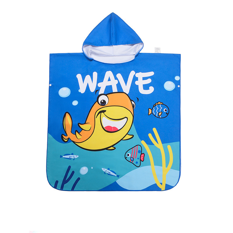 Absorbent Beach Towel Children's Sunshade Hooded Bath Towel New Double-sided Velvet Quick-drying Boys Wearing Girls Cloak Cape
