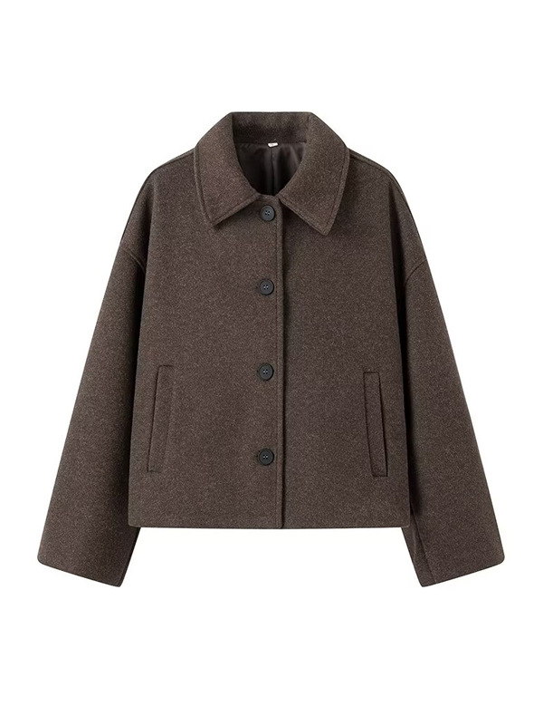 Cross-border Women's 2024 Spring and Autumn New European and American Style Large Size Loose Casual Laps Imitation Wool Coat for Women