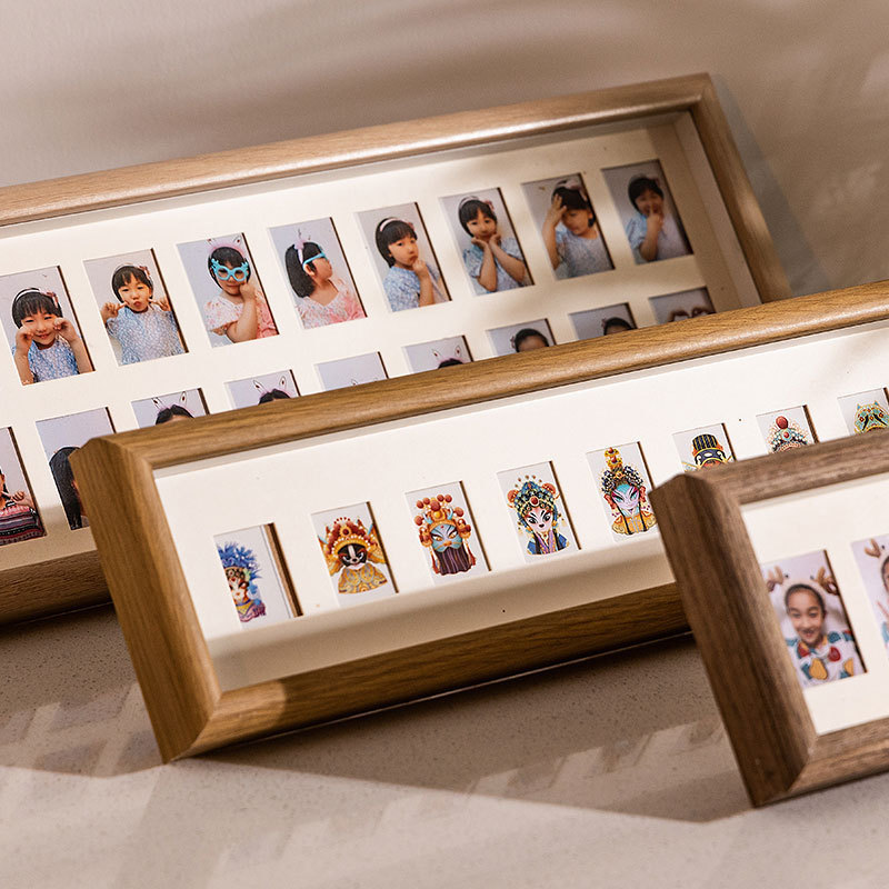 Wooden Rectangular Grid Photo Frame, Three-Dimensional Combination Picture Frame, Display Stand, Specimen Commemorative Frame, Photo Wall Hanging Frame
