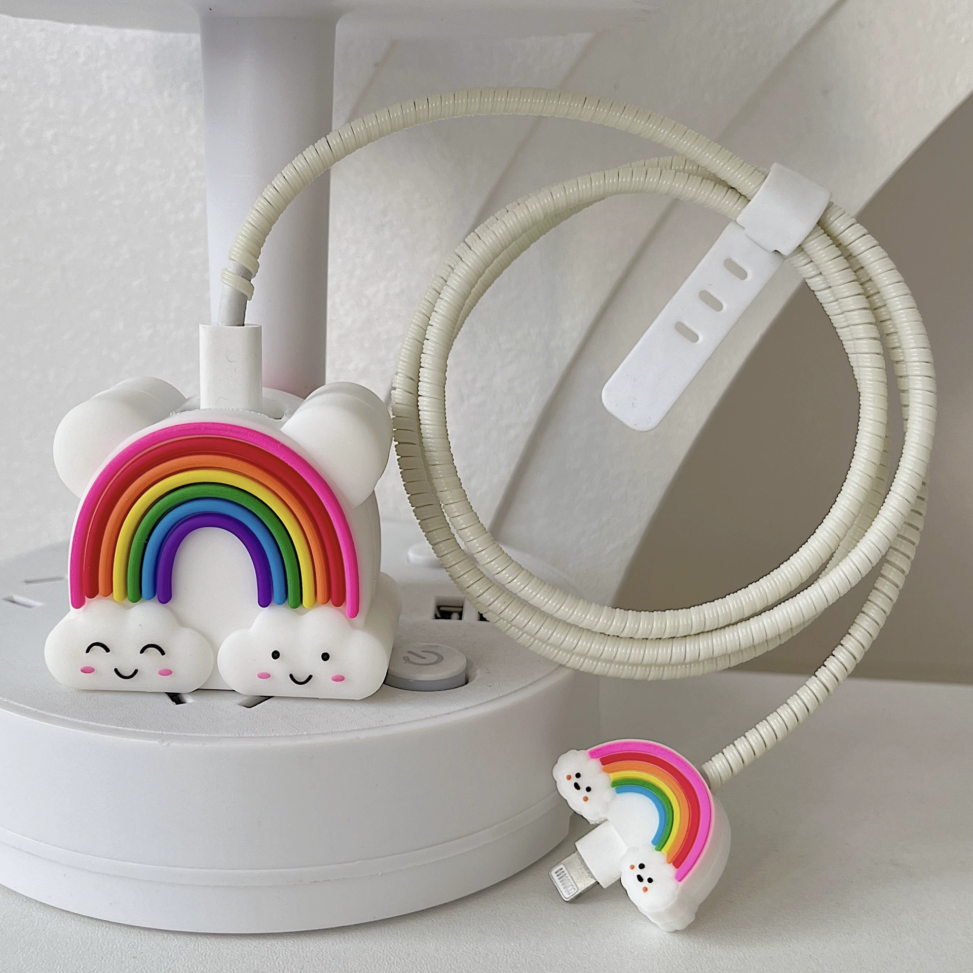Защитный чехол для зарядного устройства Smile Rainbow, подходит для Apple, защитный чехол для зарядной головки 18/20 Вт, предотвращает разрушение кабеля передачи данных