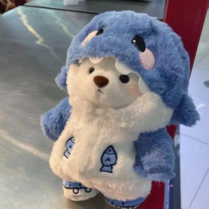 Shark Bear Plush Toy Cute Girly Transformation Doll Rag Doll Gift for Girlfriends' Birthday
