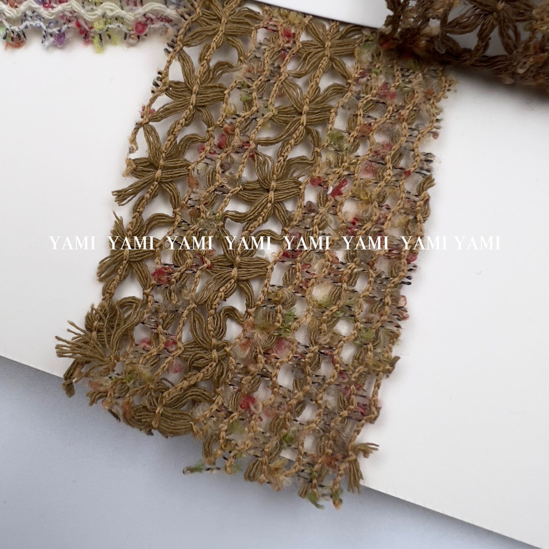Hilo de color de algodón poliéster a rayas, hilo de arroz tejido a ganchillo, hilo de punto teñido con hilo, malla de encaje jacquard, material de vestido, tela
