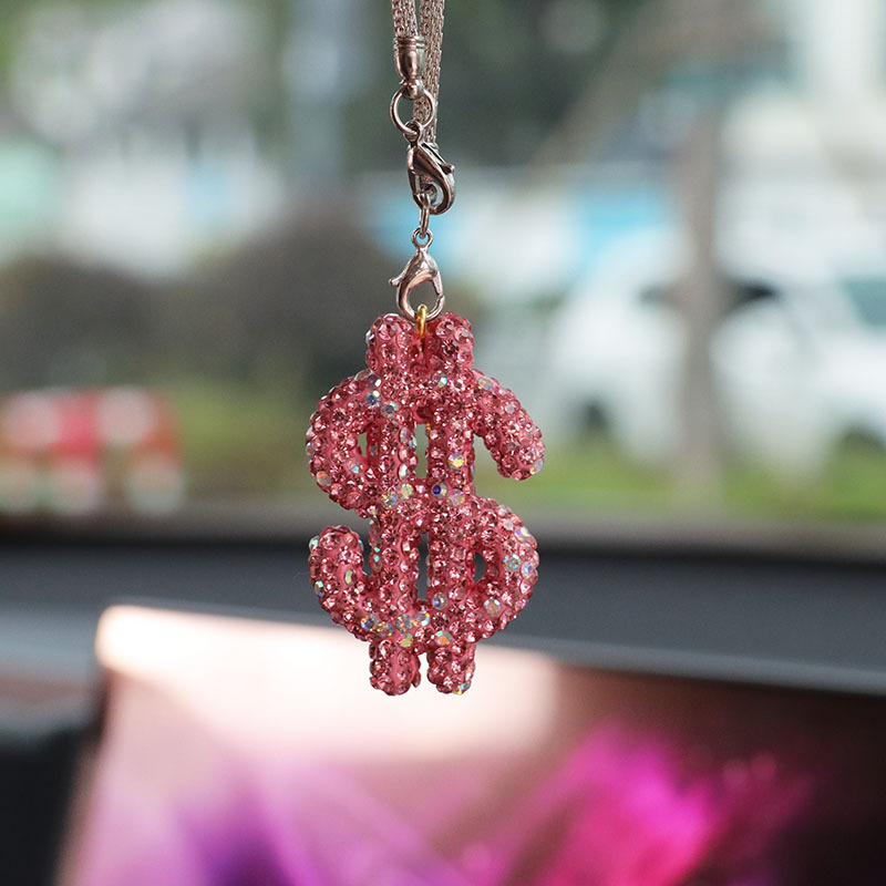 Rhinestone Dollar Sign Car Rearview Mirror Pendant