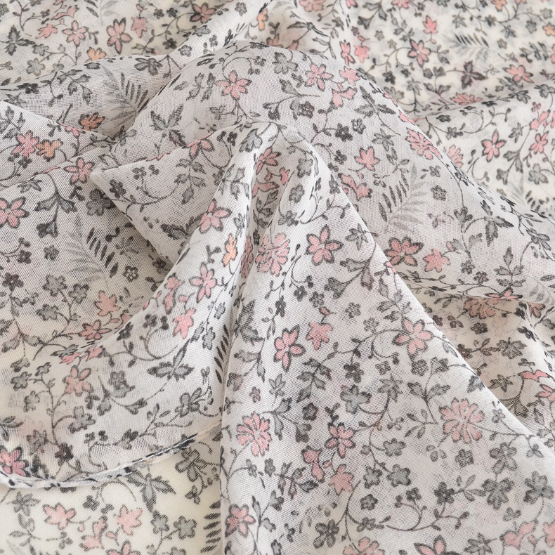 Estilo japonés artístico liso beige floral larga bufanda primavera y verano delgada borla hecha a mano protector solar chal pequeña bufanda fresca