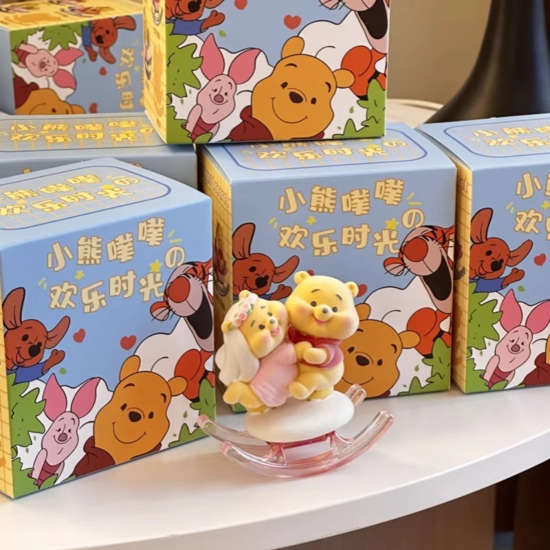 Douyin Xiaohongshu 人気のくまのプーさん プーさん ハッピータイム ブラインドボックス 植毛 ドロップシッピング 樹脂植毛|undefined