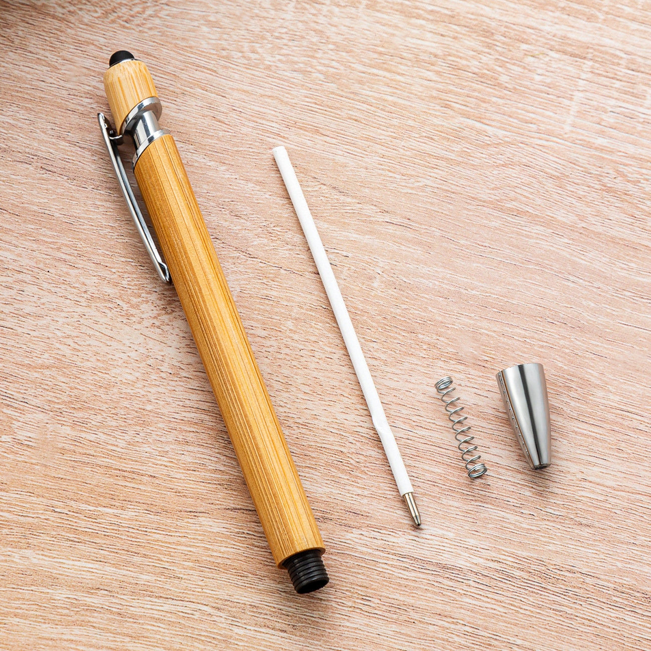 Nuevo bolígrafo de bambú de presión de oficina comercial publicidad de capacitancia bolígrafo de pantalla táctil bolígrafo de bambú y madera