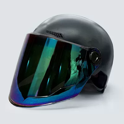 GB certification electric car helmet UV protection summer sun protection men's and women's motorcycle battery car four seasons half helmet (Motosiklet kaskı (dəbilqə)) - 3c-uv-protection-matte-black