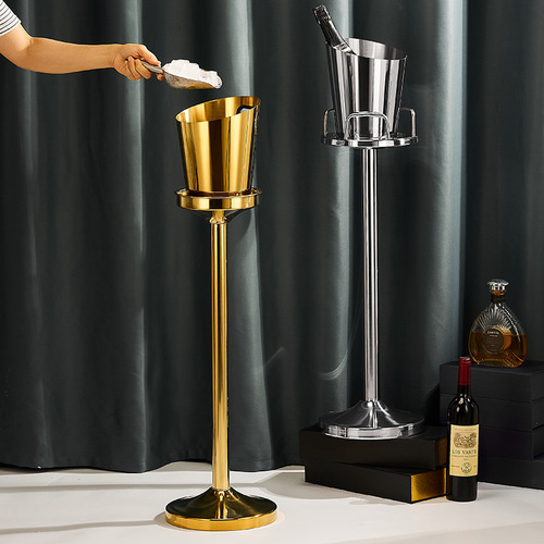 Stainless steel ice bucket rack double layer champagne bucket rack European style champagne bucket bar ice bucket rack printed logo manufacturer