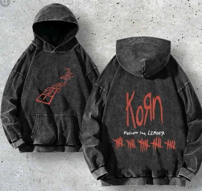 Худи Korn Rock Band World Tour выцветшитый хлопковый свитшот с капюшоном старого образца