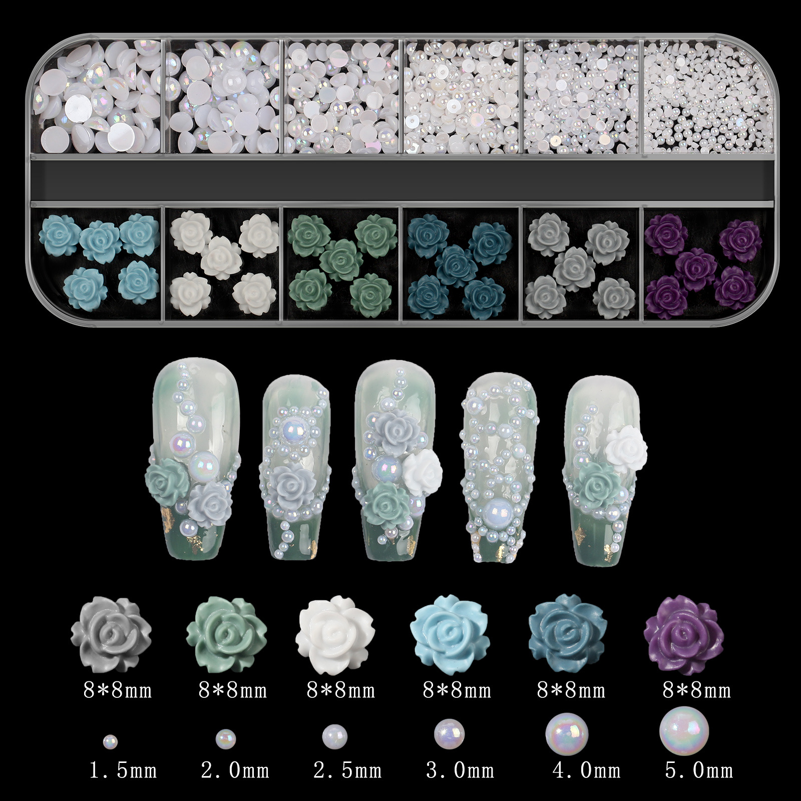 50g Weight Nail Decoration Accessories Nail Supplies Resin Material Flower, Butterfly Pattern Flower Butterfly Resin Nail Decoration Accessories 14