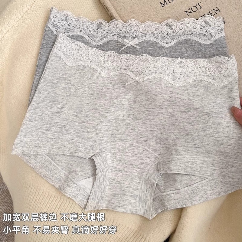 10A extended crotch class a cotton boxer mid-high waist lace underwear women's antibacterial hip women's seamless 2025 new