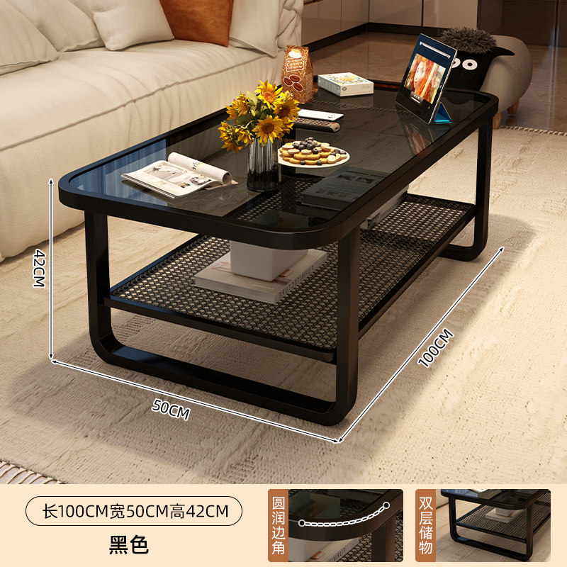 Mesa de té sala de estar doméstica 2025 nueva pequeña mesa móvil creativa de vidrio templado crema mesa de té de viento