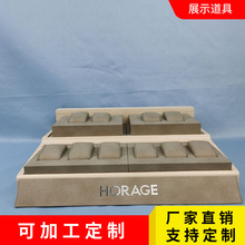 厂家定制木制手表直播展示托盘 专柜两层PU枕头包展示架