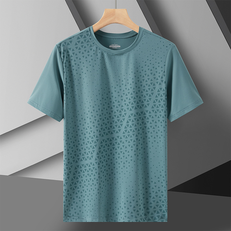 Ice Silk Quick-drying T-shirt Men's Summer Breathable Quick-drying Outdoor Sports Short-sleeve Casual Round Neck Printed Group T-shirt Trendy