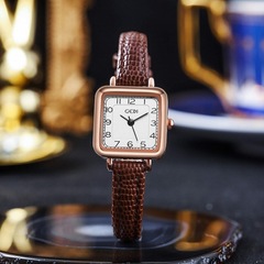 歌迪簡約小方糖女表復古方形錶盤小眾腕錶女士石英防水手錶批發