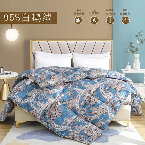 Export 100% Cotton Down Comforter Spring and Autumn Thick Winter Down Comforter 95% White Goose Down Comforter Wholesale Warm Blanket Dorm Core