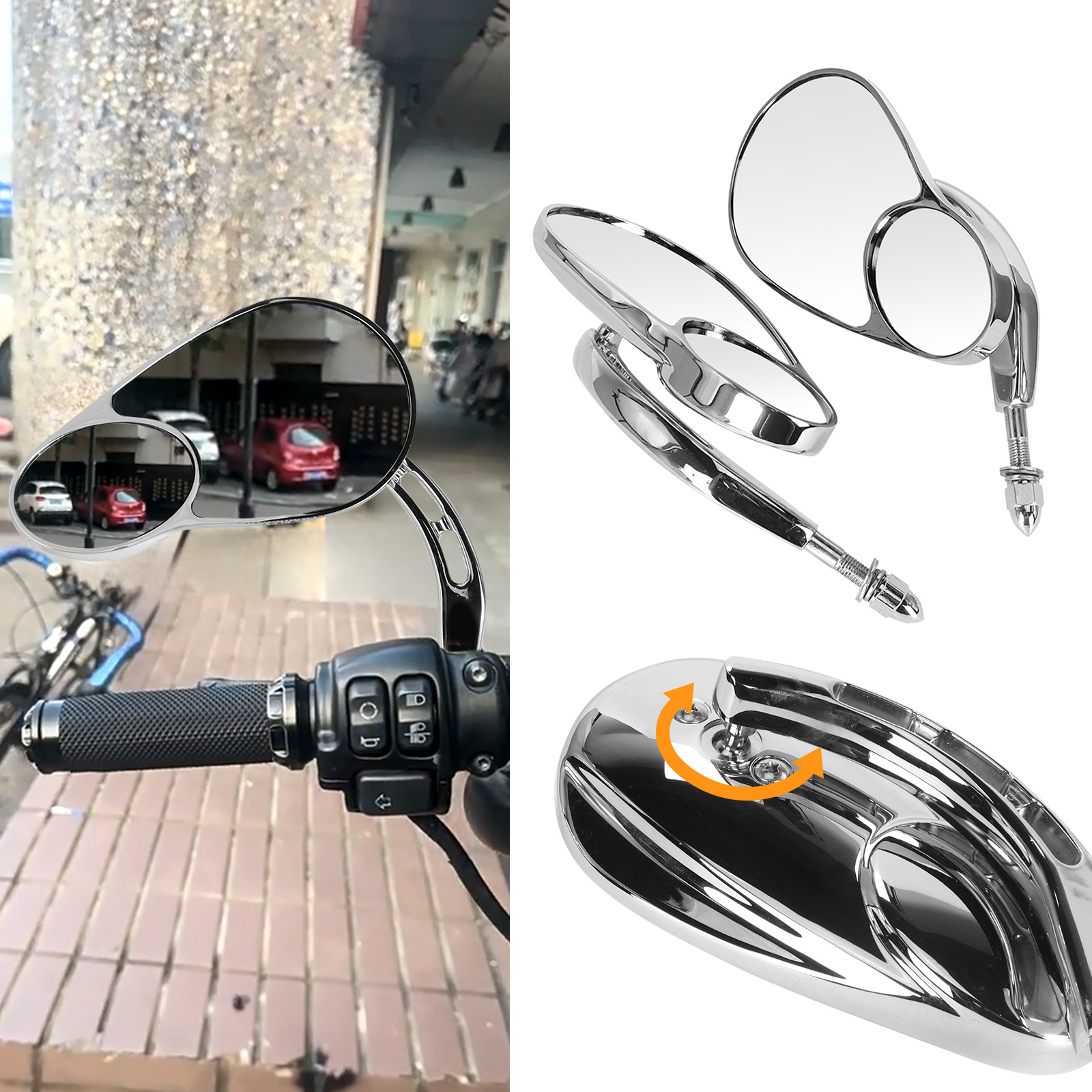 Suitable for Harley Xl883 1200 X48 Street Glide Road King Softail Dyna Rearview Mirror Cvo