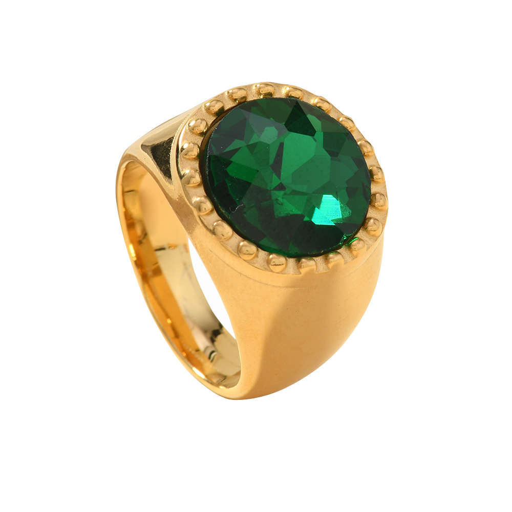 Joyas de acero inoxidable de lujo ligero de estilo europeo y americano Retro estilo de corte fundición anillo de gemas redondas anillo de geometría para hombres image 5