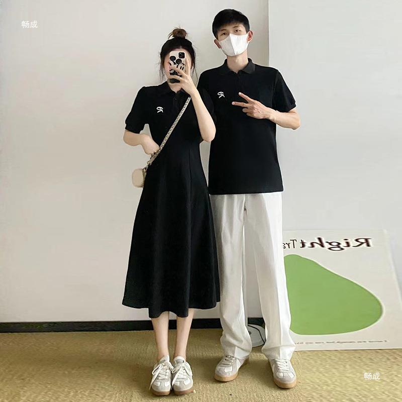 (2개) 여름 새로운 연인 프랑스 원피스 원피스 남성 셔츠 세트 세대