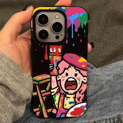 彩色塗鴉畫家適用iPhone15/14promax手機殼11蘋果13/12耐髒xr/xs