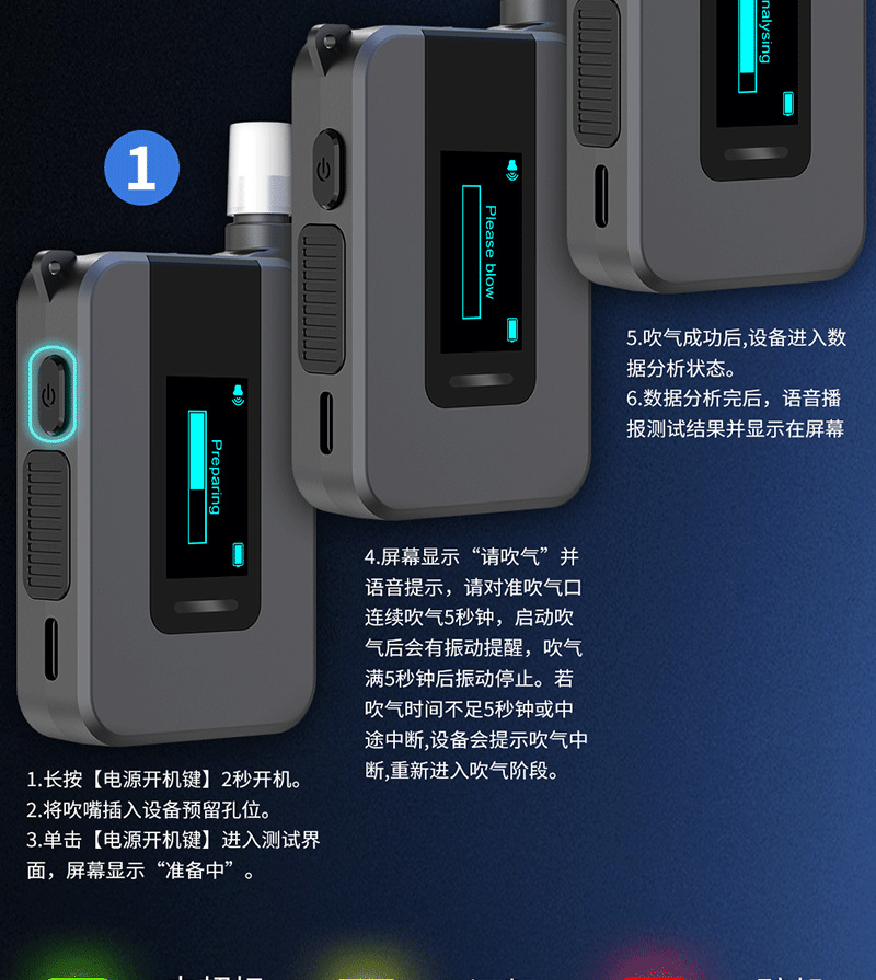 Electrochemical alcohol test detector s + new convenient drunk driving detector cross-border for manufacturers straight hair