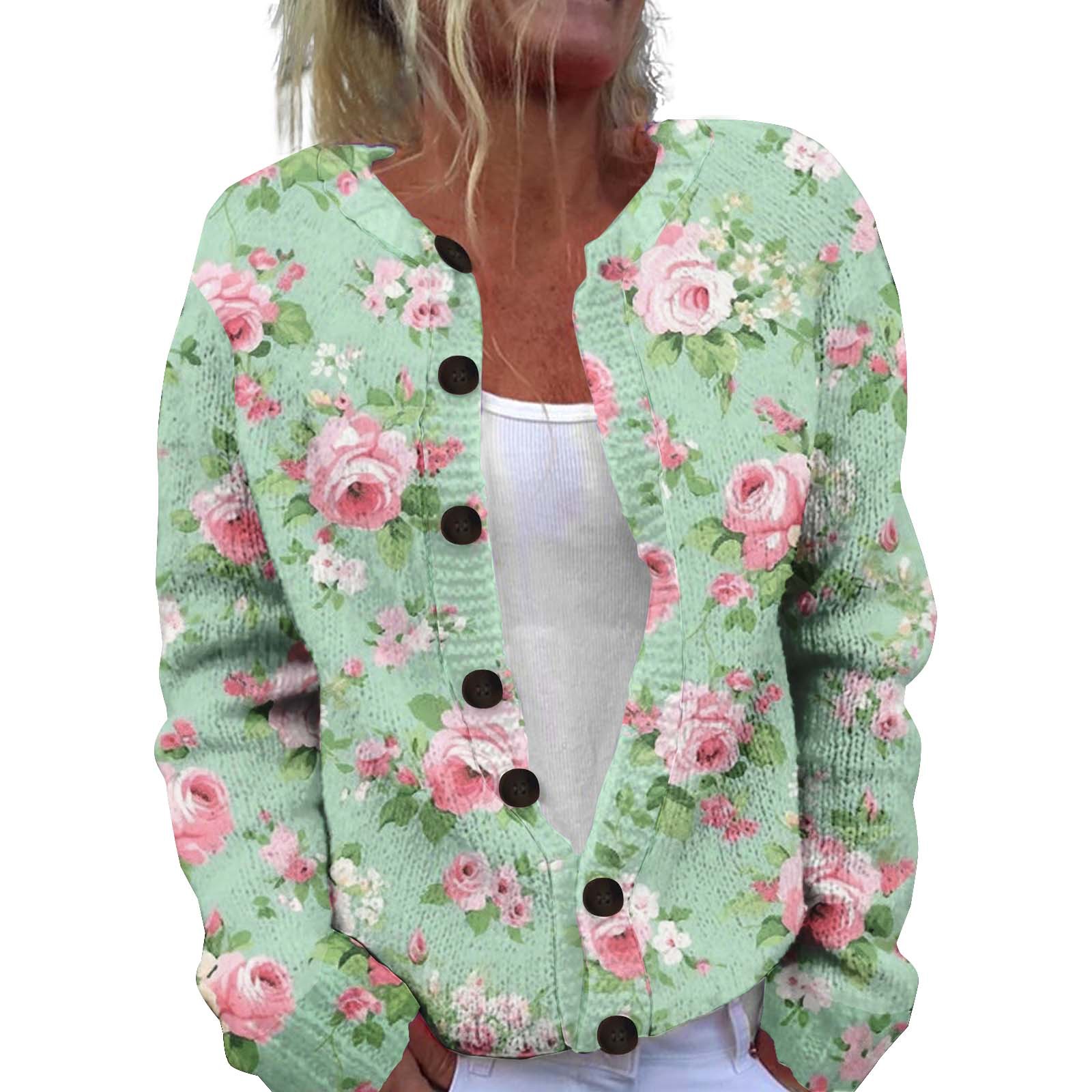 Lhl New Round Neck Cardigan 3D Printed Fashion Women's Knitted Jacket Autumn Sweater Amazon Hot Selling Sweater