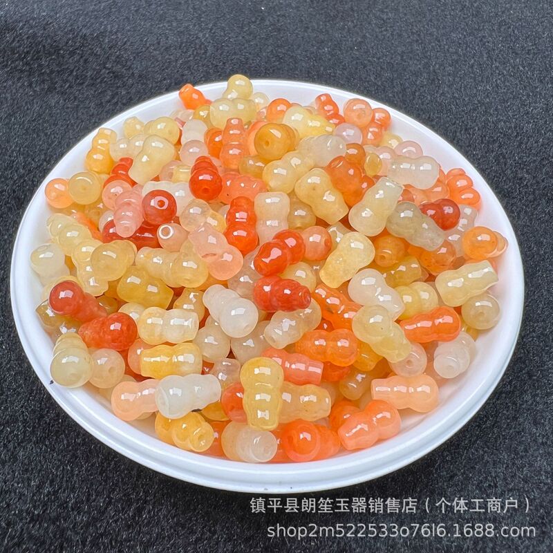 天然金糸玉A品小瓢箪6x9散珠黄玉diy玉アクセサリーブレスレット玉珠卸売り|undefined