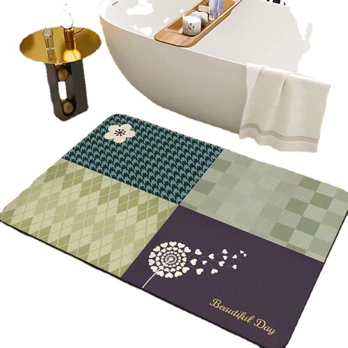Minimalist Style Tech Fabric Material Mat for Home Bathroom and Toilet Entrance Absorbent and Stain-Resistant Quick-Drying Rugs Foot Mat