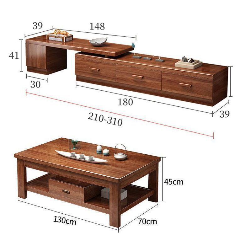 텔레스코픽 TV 캐비닛 + 1.3m 커피 테이블 [서랍 포함]