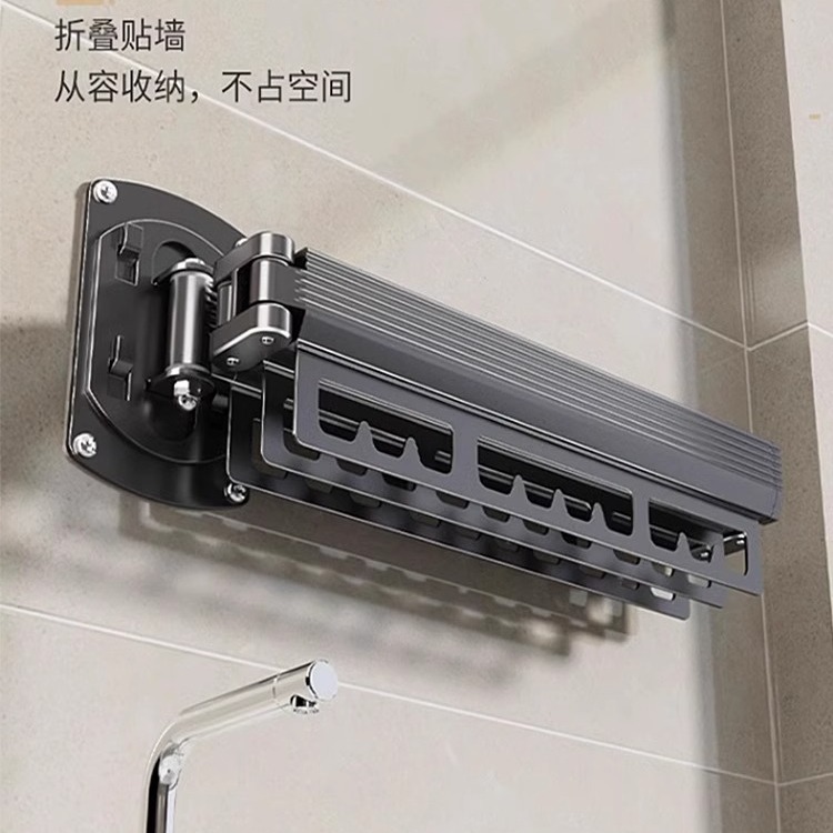 punch-free folding clothes hanger balcony home wall mount invisible shrink clothesline pole retractable artifact drying invisible