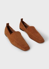 瑞典代購Toteme The Travel Loafer后跟logo麂皮樂福平底鞋單鞋