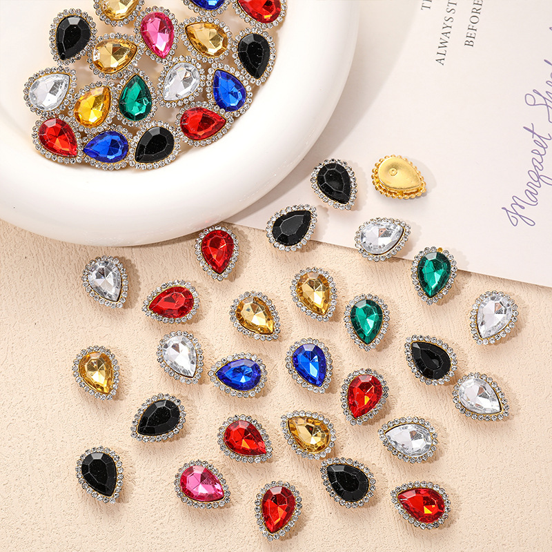 Color double-layer flower plate buckle water drop sunflower hand sewing drill with hole DIY hair accessories shoes accessories clothing accessories