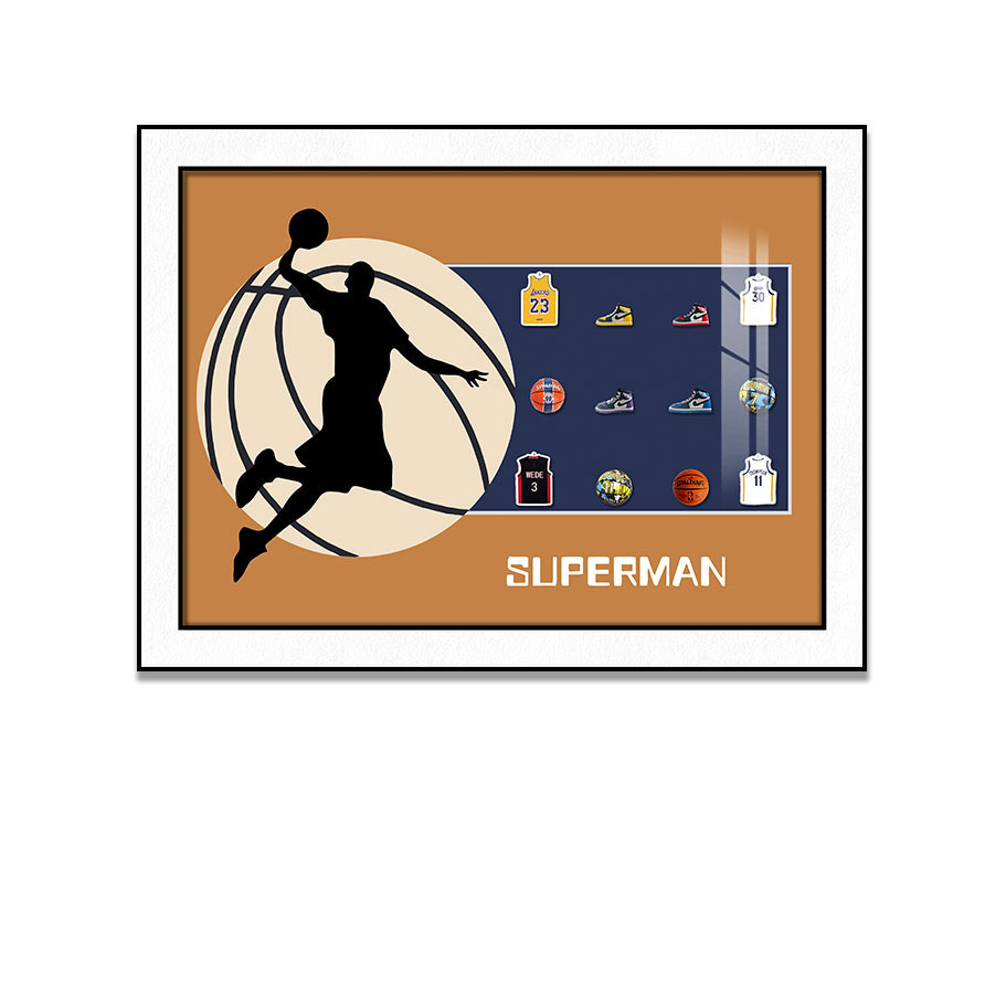 Pintura decorativa de baloncesto, estrella del baloncesto, club Jordan James, sala de estar, entrada, dormitorio, habitación de niños, pintura colgante