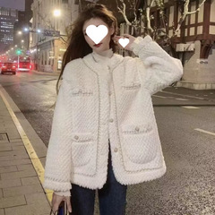 大码女装秋冬高级感名缓气质编织毛绒宽松型皮毛一体御姐风毛毛外