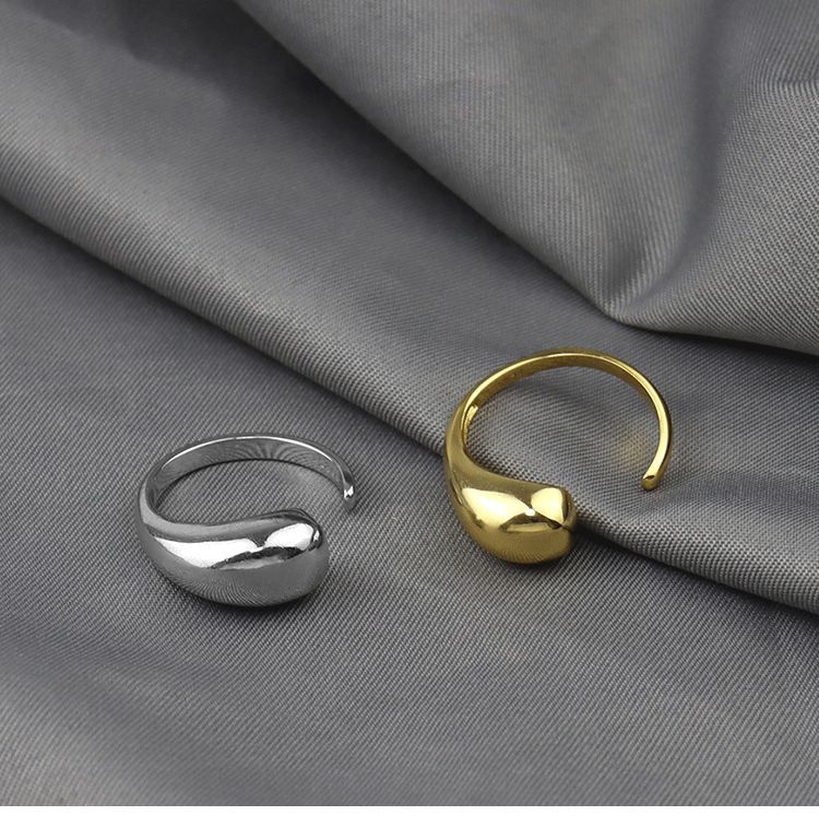 Fashion Drop-shaped Ring Simple Smooth Opening Adjustable Ring Index Finger Copper Ring display picture 7