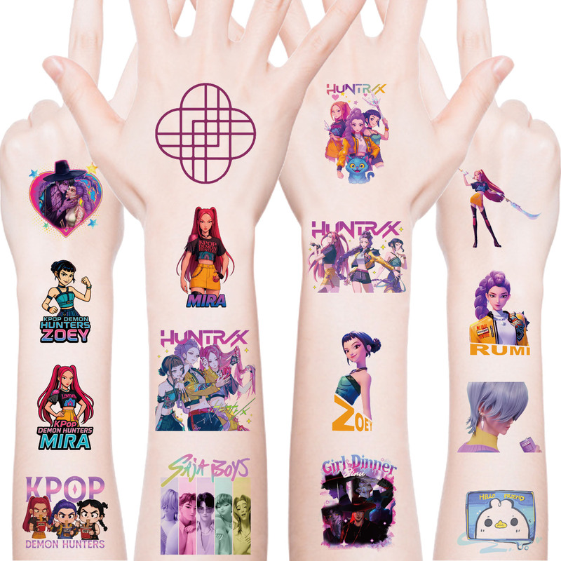 Cross-Border New K-Pop Demon-Hunting Girl Group Tattoo Stickers for Children, Cute Temporary Arm Decoration Tattoo Stickers