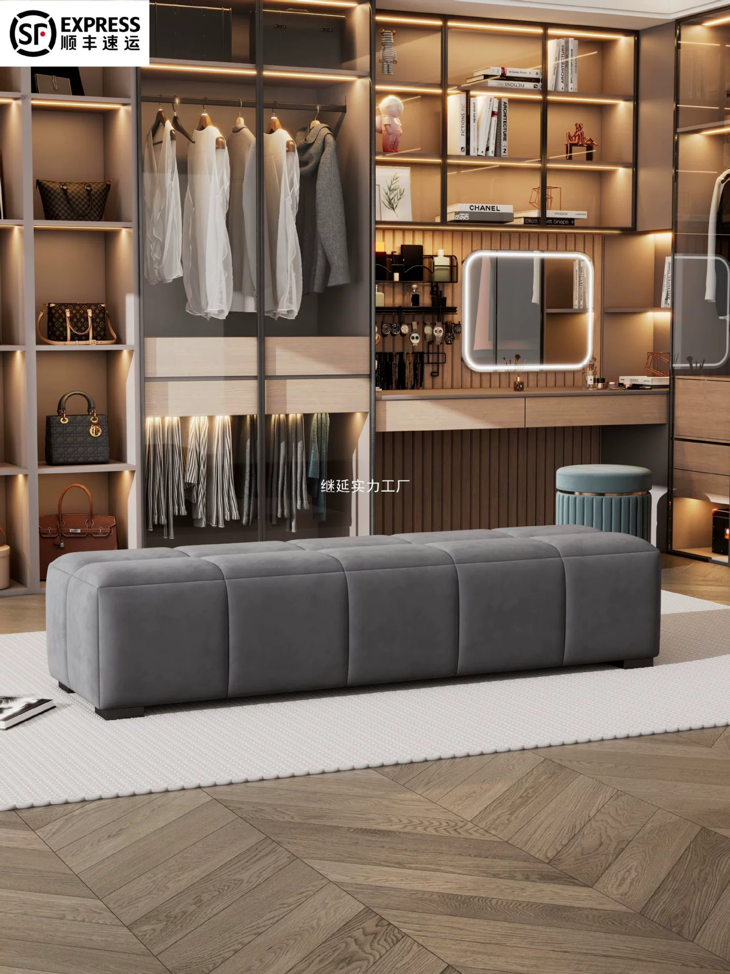 Итальянский минималистичный табурет для кровати, тканевый диван-табурет для гардеробной, скамейка для отдыха, легкий роскошный табурет для магазина одежды, табурет для смены обуви, табурет для отдыха