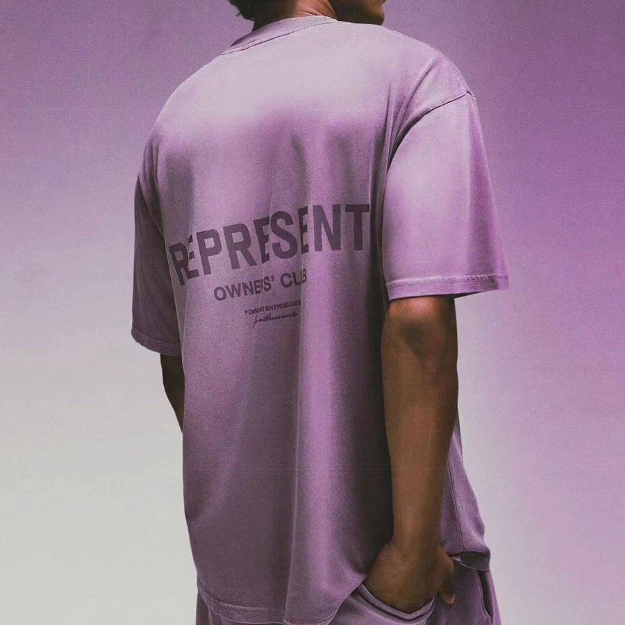 Versión alta REPRESENT Lema minimalista Logo de letra Logo Beauty Trendy High Street Summer Pareja Camiseta de manga corta