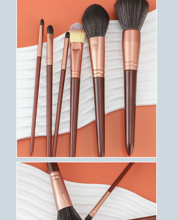 New 6-piece natural wood-colored velvet bag, large brush, soft bristle eyeshadow brush, powder brush, foundation brush, complete set of makeup brushes undefined