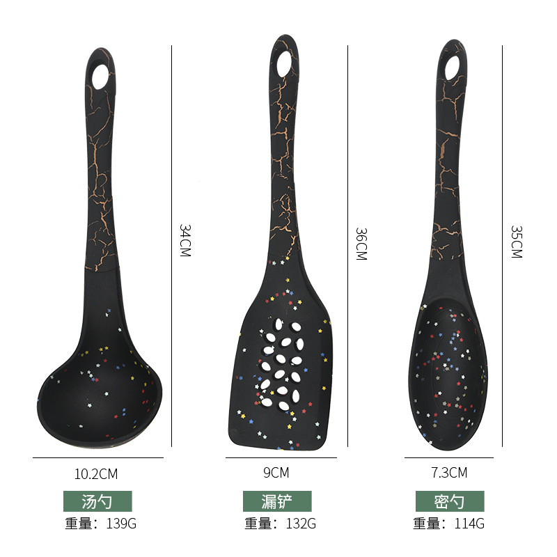 ABS cubierto con mango de cocina 7 piezas con estante antiadherente cocina de cocina casera de cocina de cocina de alta temperatura