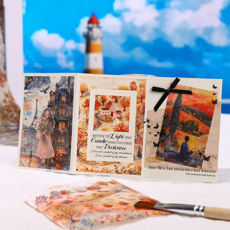 Ketchup girl cinta de paisajismo de gran tamaño viaje de curación tema de fantasía paisajismo cuenta de mano pegatinas de ciclo de bricolaje